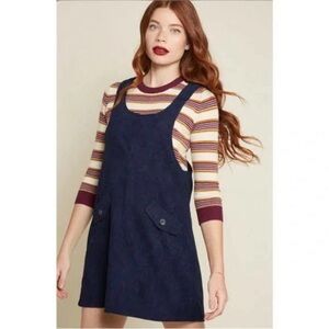 ModCloth Navy Blue ‘sociable scholar’ Corduroy overall dress size xs